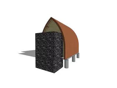 Rumah Lumbung Lumbung House 4x6 m 3D model