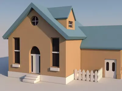 Cartoon House 3D model 7