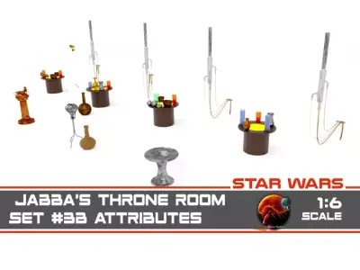 Jabbas Throne Room - Set 3b - Attributes 1-6 scale Hottoys  3D print model