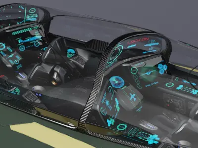 Sci Fi Green Military Fighter Jet Rigged for Maya 3D model