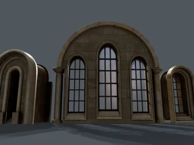 Medieval Window Set Low-poly 3D model