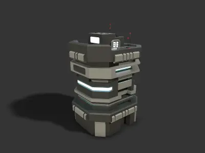 Lowpoly Modular Scifi Building 04 Low-poly 3D model