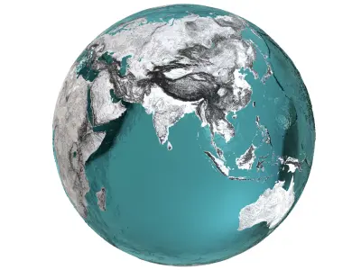 Earth Water 3D Globe Contours Low-poly 3D model