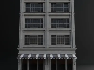 OLD RETRO CLASSICAL BUILDING 6 Low-poly 3D model