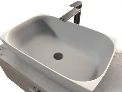 Modern Bathroom Vanity with Vessel Sink 3D model