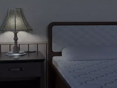 Set of 3 lamps and 3 nightstands 3D model