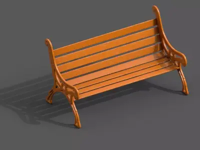 Street Bench Low-poly 3D model