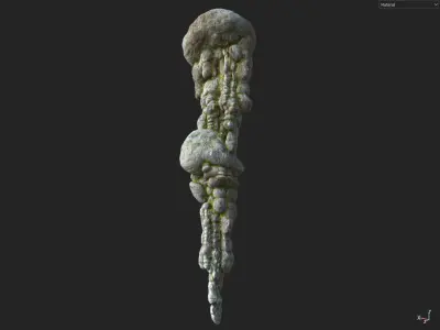 Low poly mossy cave column Low-poly 3D model