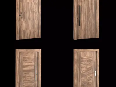 Interior-exterior Wooden Door 3D model 3