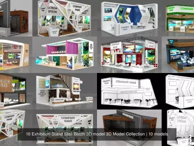10 Exhibition Stand Stall Booth 3D model 3D Model Collection 3D Model Pack