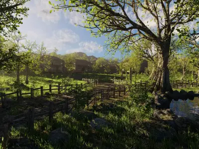 Pond Village Scene 3D model