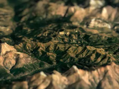 Mountains terrain Low-poly 3D model