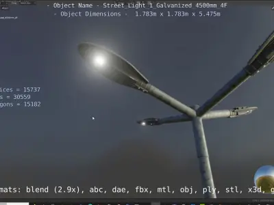 Street Light 1 Galvanized 4500mm 4F Low-poly 3D model