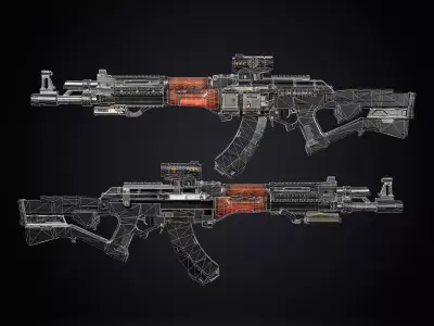 Futurist Sci-fi Gun Best Game Ready Low-poly 3D model