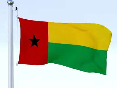 Animated Guinea-Bissau Flag Low-poly 3D model