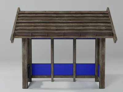Wooden bus stop Low-poly 3D model