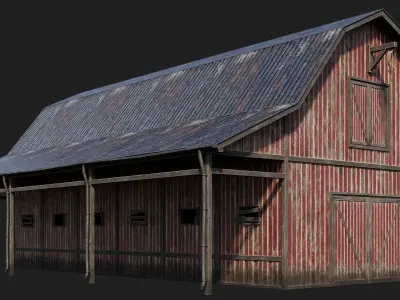 69-70-71-72 - Farm Buildings 4K PBR GameReady Low-poly 3D model