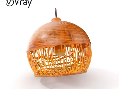 Woven Rattan Lamp Shade Model Pack Low-poly 3D model