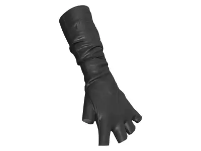 Black Leather Fingerless Gloves Low-poly 3D model