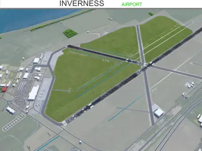 Inverness Airport 10km Low-poly 3D model