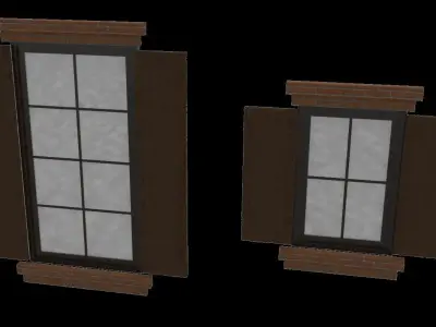 Architectural window with surrounds large and small 3D model