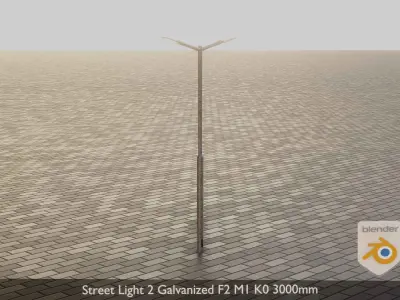Street Light 2 Galvanized F2 M1 K0 3000mm Low-poly 3D model