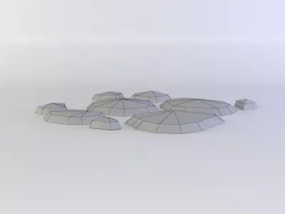 Stepping stone cluster Low-poly 3D model