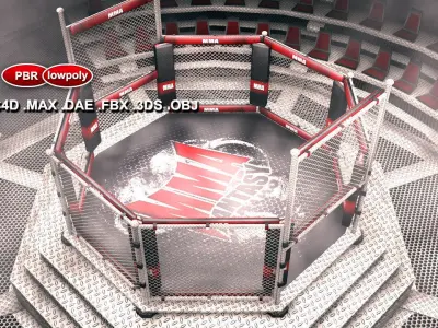 Futuristic MMA Combat Cage Low-poly 3D model