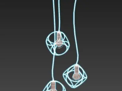 vitaluce pendant light with three metal balls hanging from it 3D model