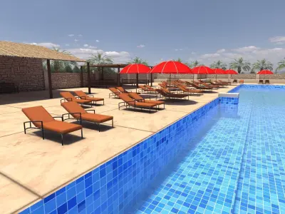 Pool exterior Low-poly 3D model
