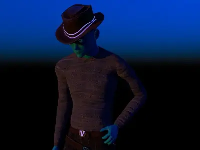Cowboy Alien Low-poly 3D model