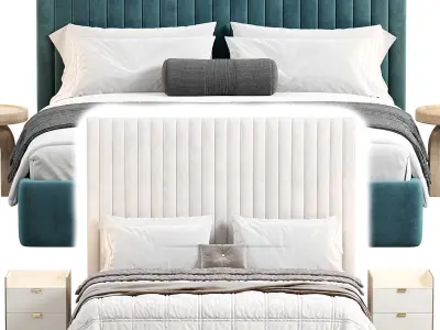 Louvers bed in navy blue by krasdom 3D model