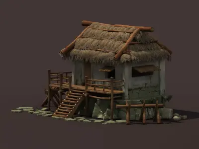 thatched cottage countryside Residential Building   Ancient  3D model