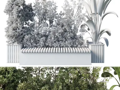 Urban Environment Urban Furniture Green Benches 3D model shop