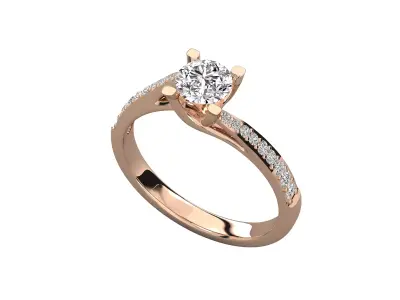 Women Light Weight Solitare Diamond Wedding Ring   19 3D print model