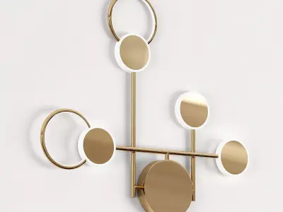 zingy brass wall sconce with four circles 3D model