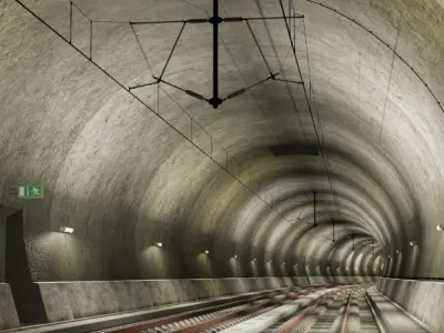 Tileable railway tunnel 3D model