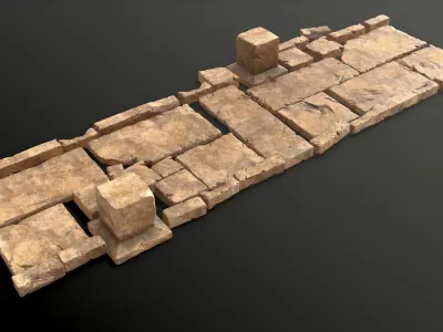 Stone path constructor 3 colours Low-poly 3D model
