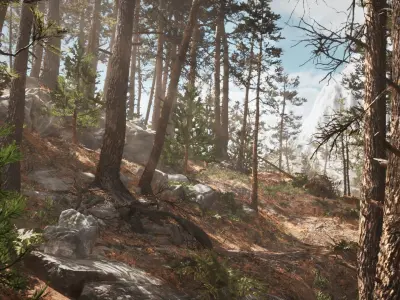 Rocky Pine Trees Forest Biome Low-poly 3D model