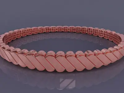 Elegant Curb Link Bracelet with Intricate Filigree Pattern  3D print model