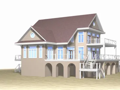 Summer Beach House Exterior 02 3D model