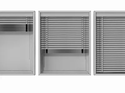 Wood blinds window Low-poly 3D model