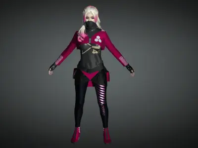 AAA Cyber Punk Female Character 04 Low-poly 3D model