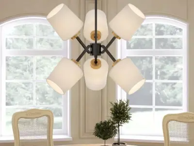 Duncanson 6-Light Sputnik Modern Linear Chandelier 3D model