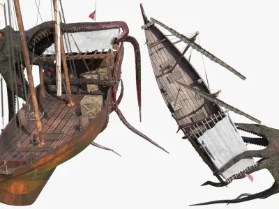  Qatar Dhow Boat with Kraken Rigged for Blender 