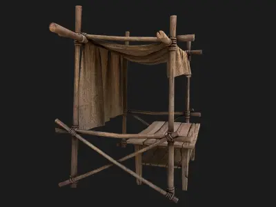 Market Stalls Tent Brown Low-poly 3D model