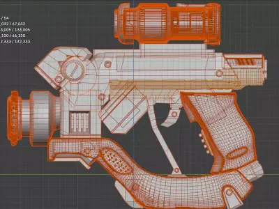 Sci-Fi Low Poly Gun 3D model