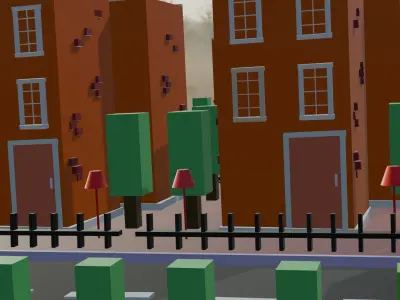 3d Town Model For 3d Cartoon Animation Low-poly 3D model