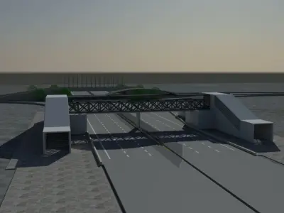 bridge road with over it 3D model