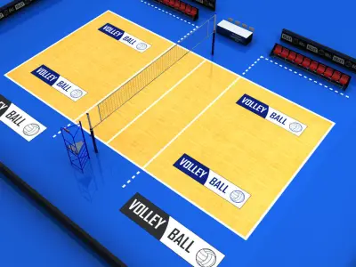 Volleyball court high detail low poly Low-poly 3D model
